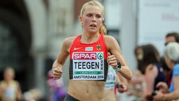 Halbmarathonläuferin Isabell Teegen bei den Europameisterschaften in Amsterdam.