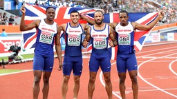 Die britische 4x100-Meter-Staffel mit James Dasaolu, Adam Gemili, James Ellington und Chijindu Ujah © picture alliance / empics Foto: Martin Rickett