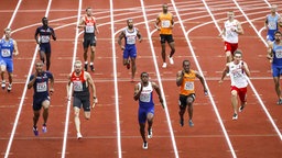 Finale der 4x100 m Staffel der Männer bei den Europameisterschaften in Amsterdam © dpa Foto: Koen Van Weel