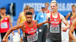 Die deutschen 400-Meter-Läufer Patrick Schneider (l.) und Constantin Schmidt © imago/Beautiful Sports