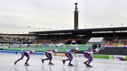 Eisschnelllauf im Olympiastadion Amsterdam.