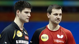 Timo Boll (r.), Dimitrij Ovtcharov © dpa-Bildfunk 