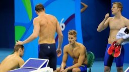 Die deutsche Schwimmstaffel über 4 x 200 m Freistil der Männer. © dpa Foto: Michael Kappeler